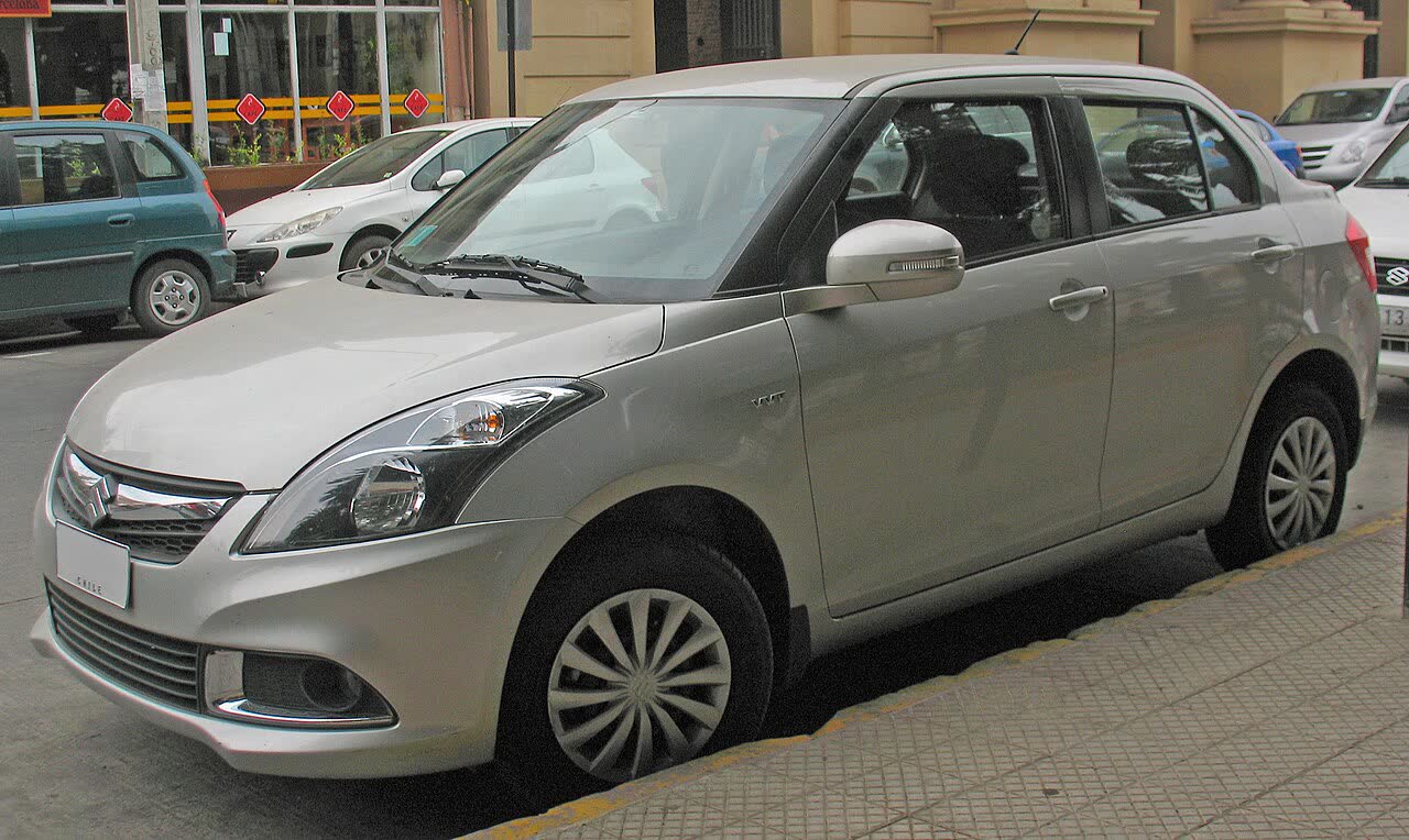 2016 Suzuki Swift Dzire second-generation facelift, front three-quarter