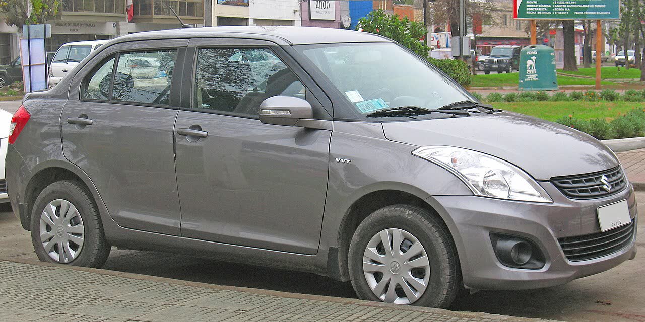 2013 Suzuki Swift Dzire second generation, front three-quarter