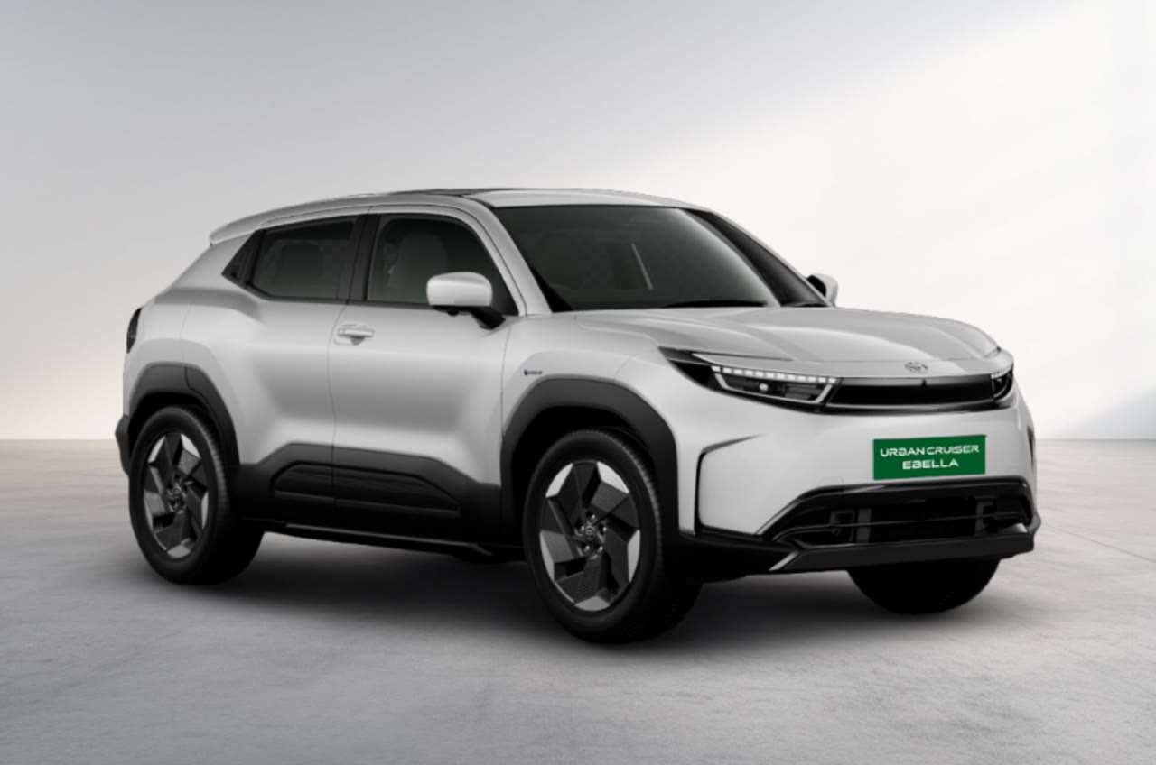 Current India-spec Toyota Urban Cruiser Ebella in Cafe White, front three-quarter studio