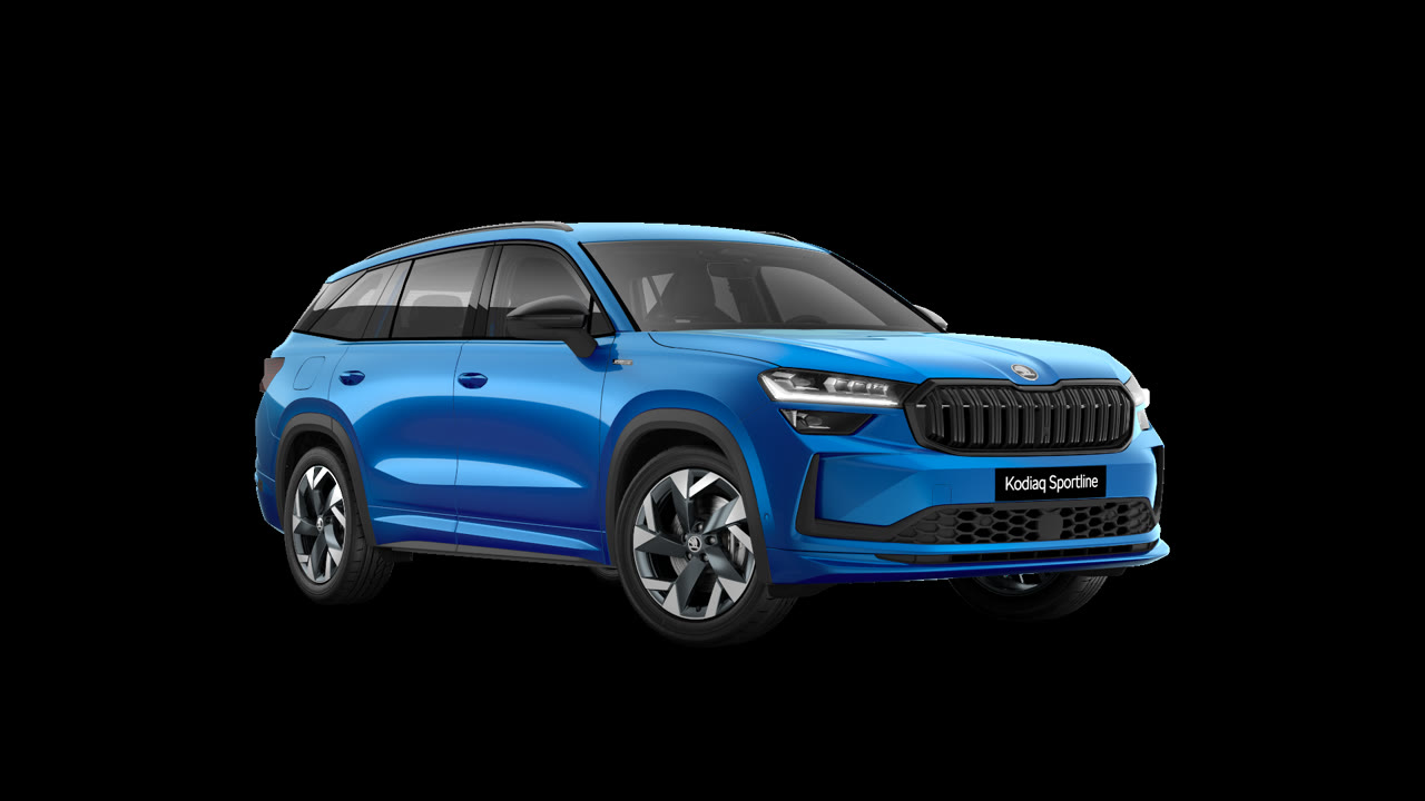 Current India-spec Skoda Kodiaq Sportline, Race Blue, front three-quarter studio