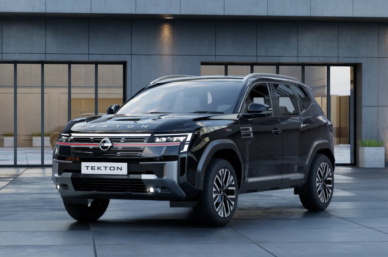 Current India-spec Nissan Tekton, Onyx Black, front three-quarter