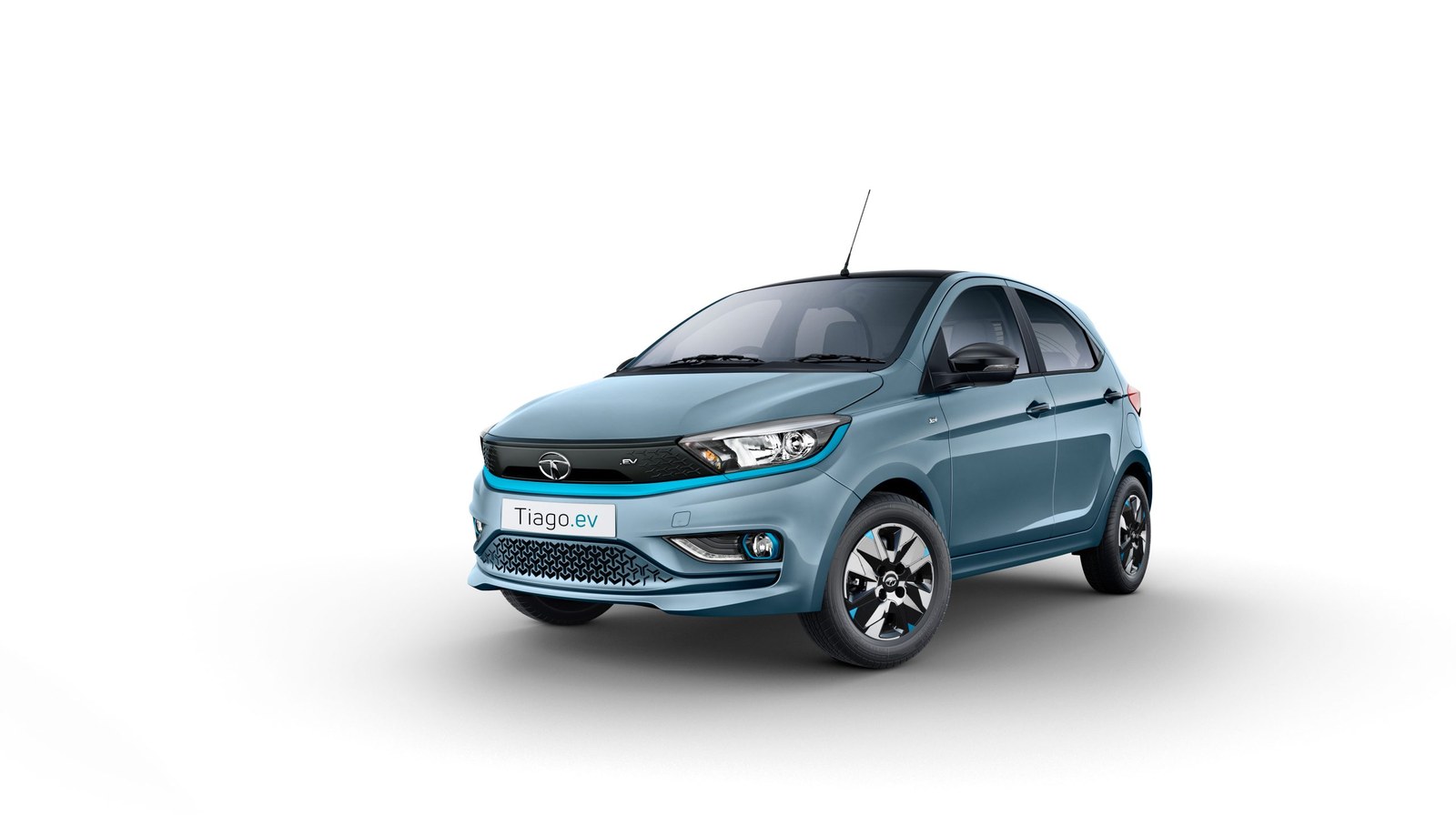 India-spec Tata Tiago.ev — Next Gen facelift shares the May 2026 restyle; OEM press front three-quarter (fleet/launch imagery)