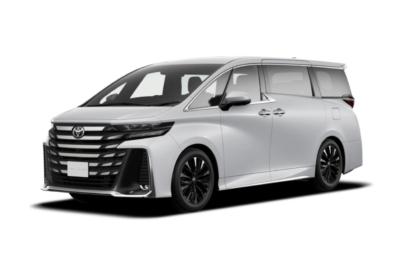 Current India-spec Toyota Vellfire AH40, Platinum White Pearl, front three-quarter studio
